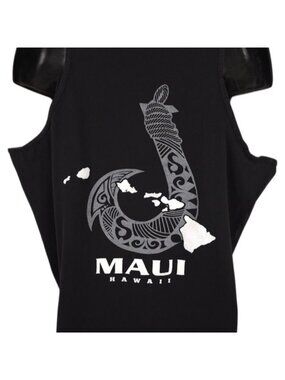 Maui Hawaii Tank Top Mens Size 2XL Black Hawaiian Travel Destination Tee